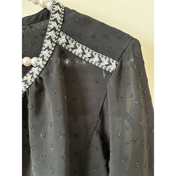 DR2 Womens Size L Black Blouse Dotted Swiss Boho Embroidered - Picture 4 of 6